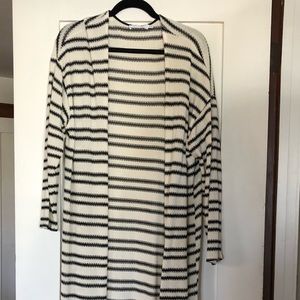 Black and cream woven long duster cardigan XL